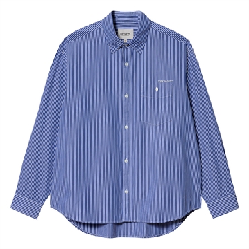 Carhartt WIP Shirt Drake L/S Stripe Lazurite / White
